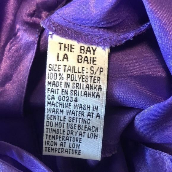 2/$30 Vtg Baby Doll A Line Purple Satin Night Gown Slip w Button Front - Picture 7 of 7